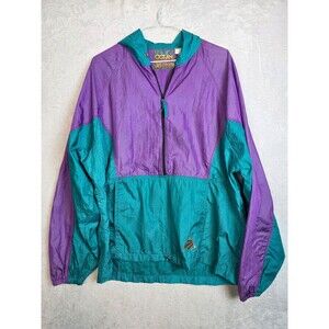 Vintage Ocean Equipment Teal/Purple Nylon Half Zip Windbreaker Jacket Size S